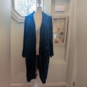 Skies Are Blue navy blue knee-length blazer duster